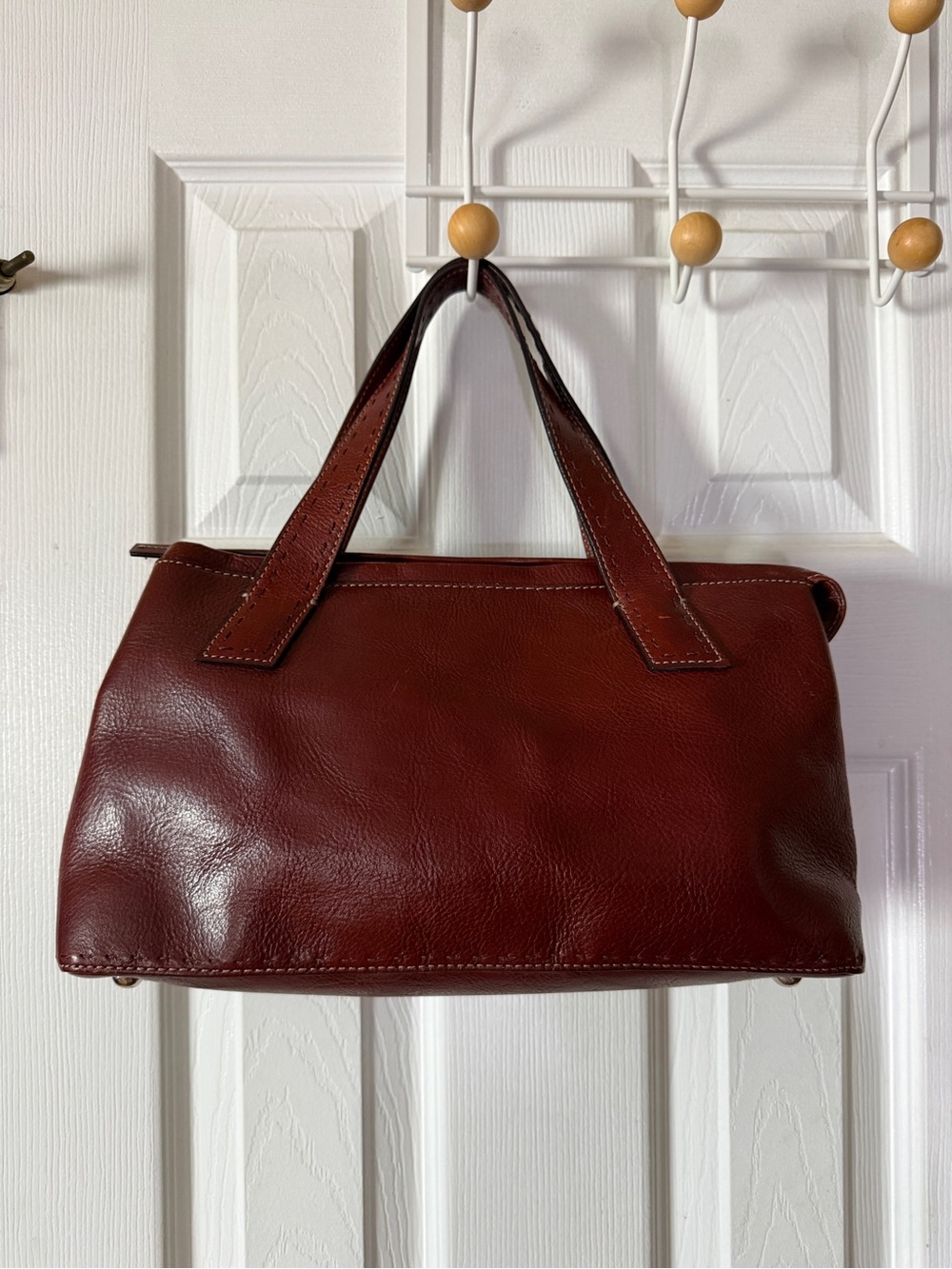 Fossil Vintage 90s Oxblood Burgundy Pebbled Leather Shoulder Bag Silver Hardware